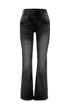 Retro Side Button Mid Rise Flares Jeans