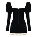 French Maid Ruched Velvet Mini Dress
