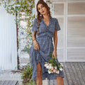 Edna Exclusive Blue V Neck Bohemian Midi Dress Chic Silhouette Collection