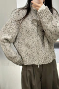 Blended Texture Zipper Cardigan