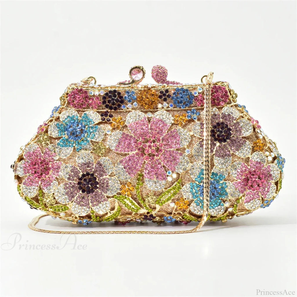 Bling Crystal Bridal Wedding Flower Diamond Clutch Bag