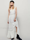 Blue Cotton Strap Maxi Boho Dress