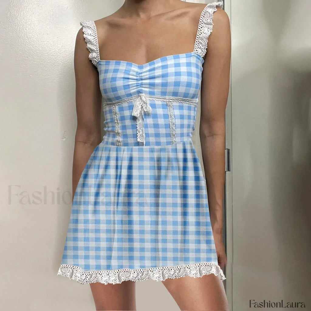 Gingham Babydoll Mini Dress