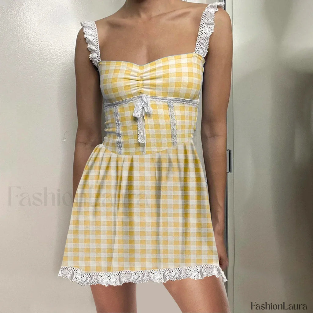 Gingham Babydoll Mini Dress