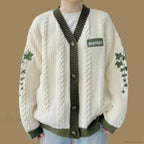 Blue Koi V-neck Embroidered Cardigan