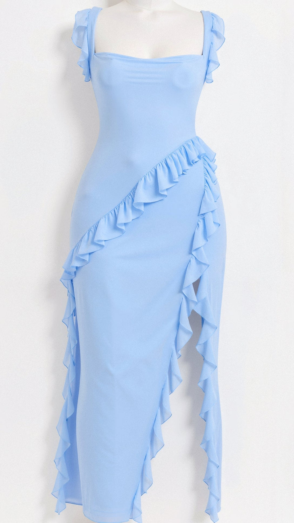 Katherine Minimalist Dress Maxi with Ruffles Elevated Occasion Wear