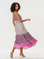 Bohemian Floral Spaghetti Strap Ruched Floral Dress