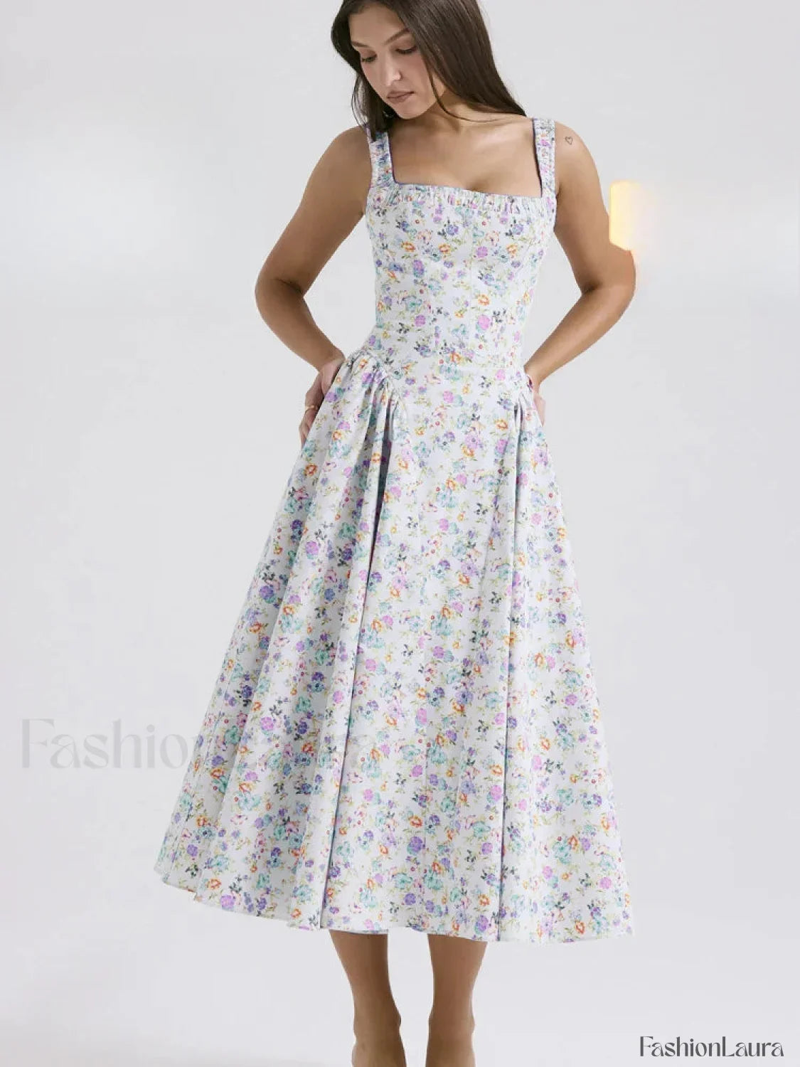Fragmented Flower Midi Dress