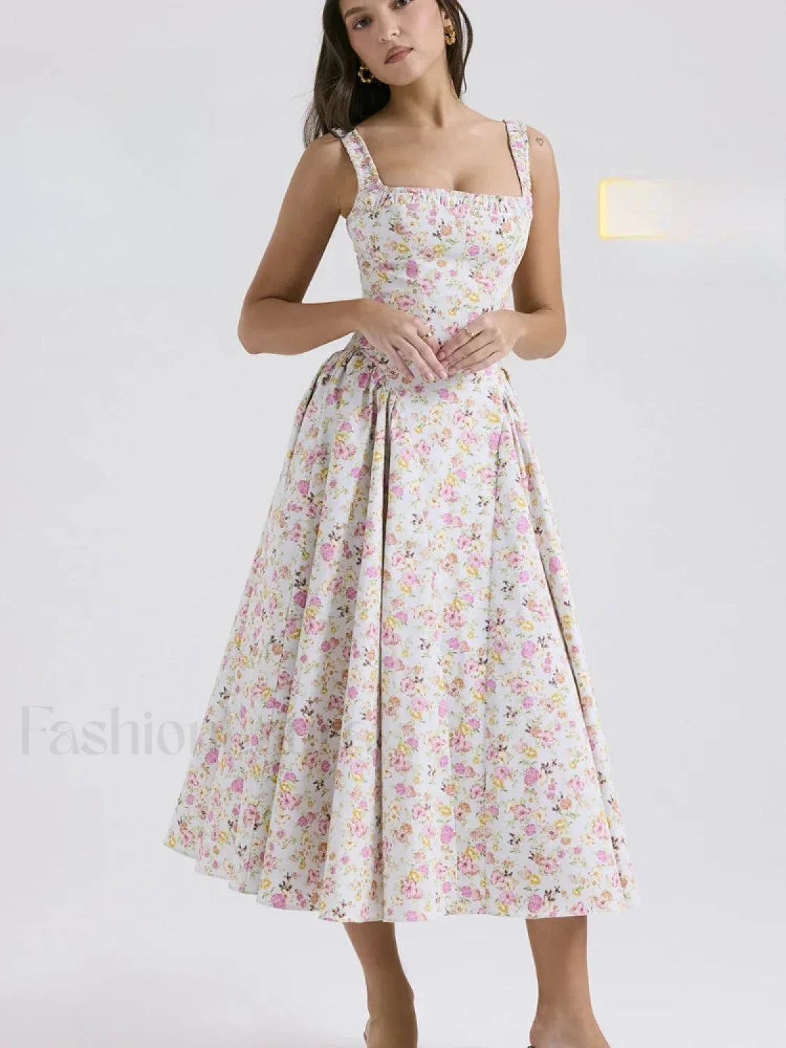 Fragmented Flower Midi Dress