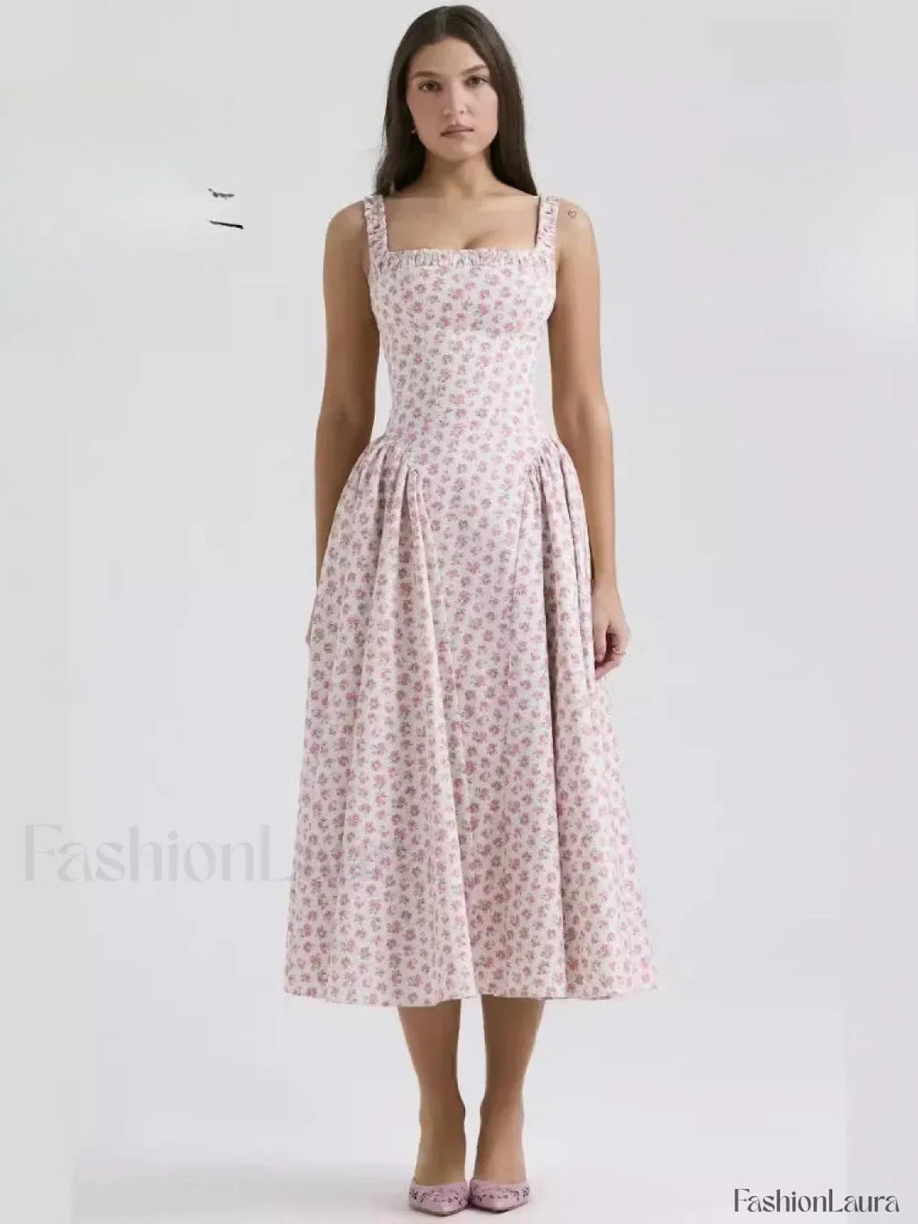 Fragmented Flower Midi Dress
