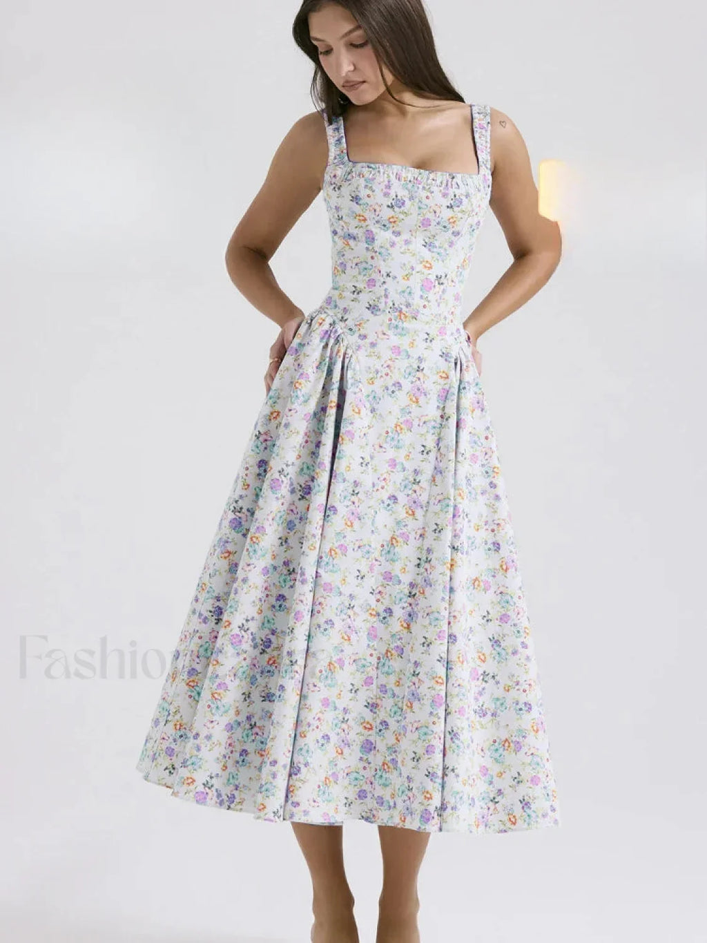 Fragmented Flower Midi Dress