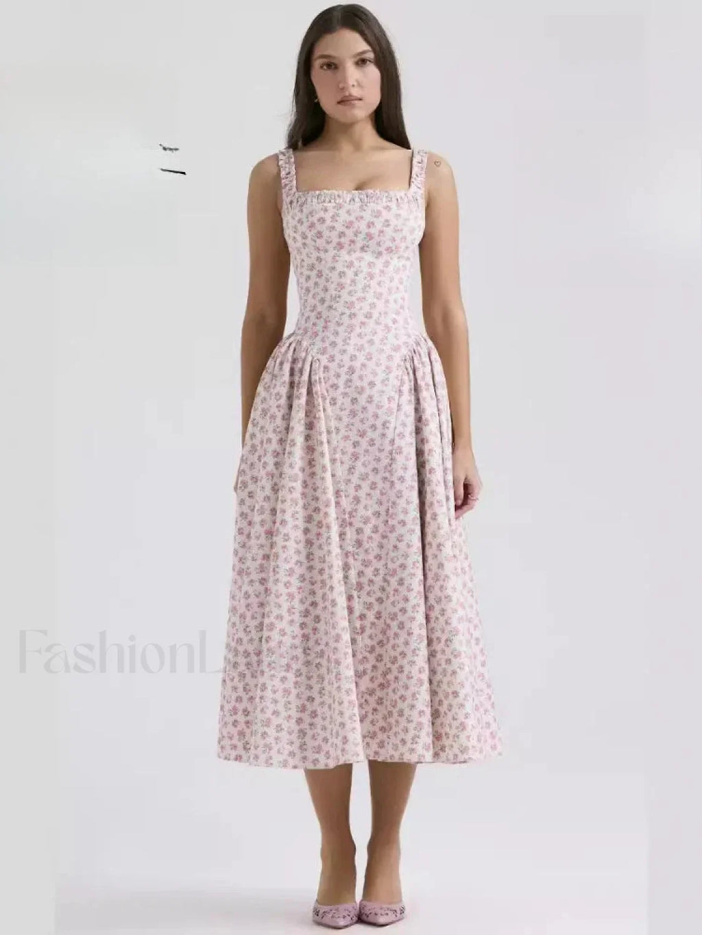 Fragmented Flower Midi Dress