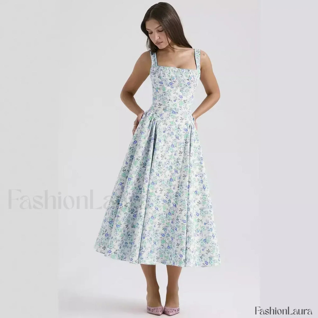 Fragmented Flower Midi Dress
