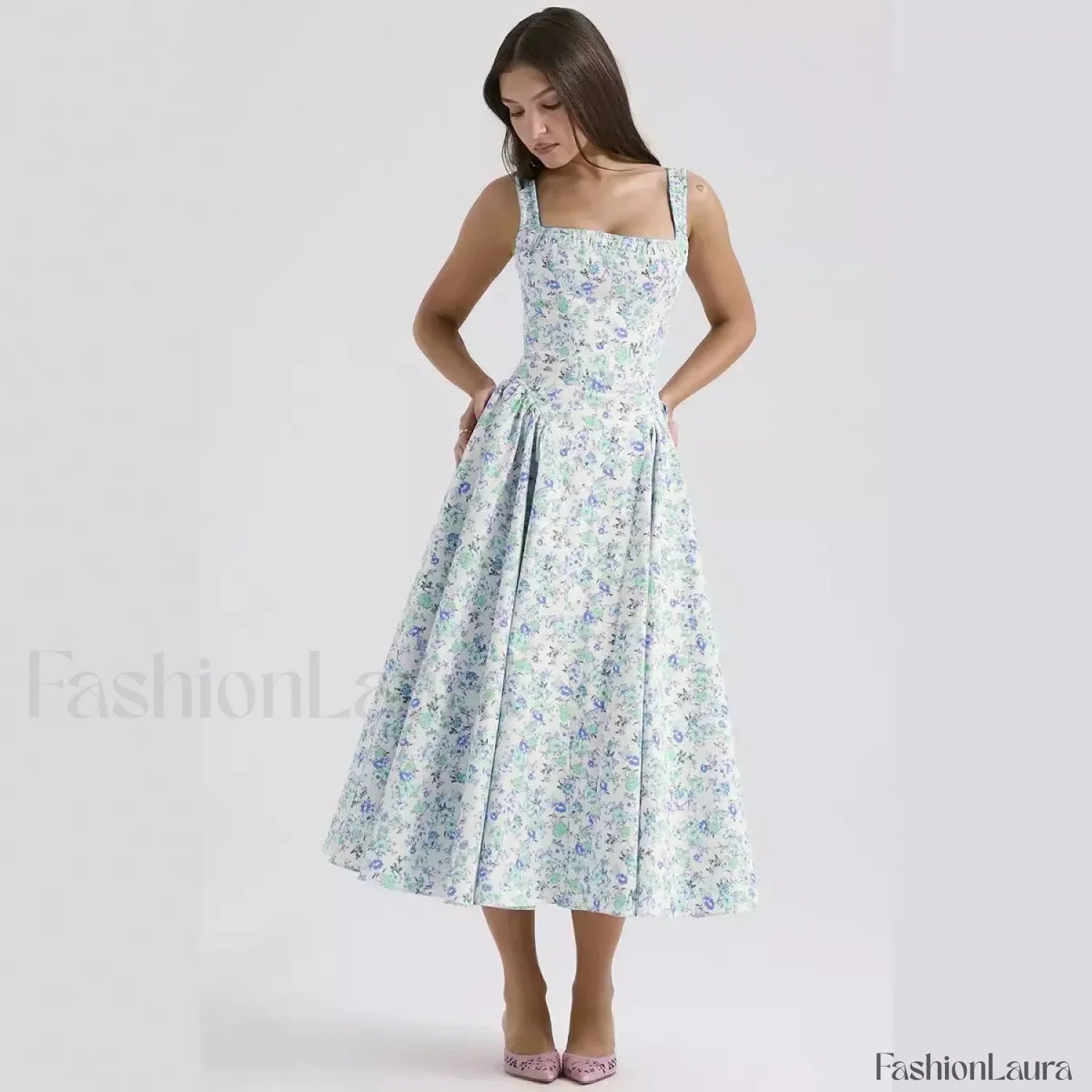 Fragmented Flower Midi Dress