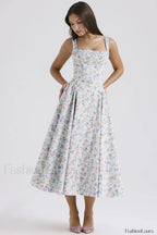 Fragmented Flower Midi Dress