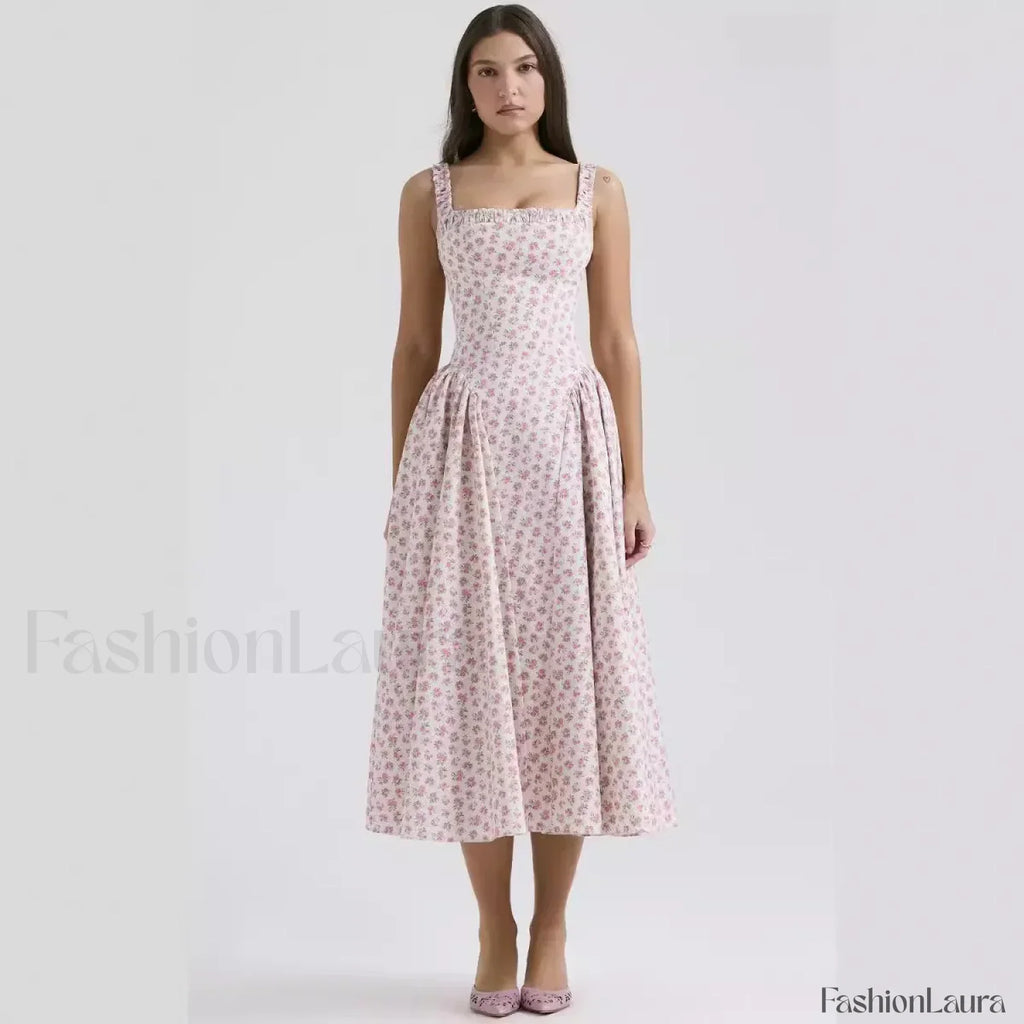 Fragmented Flower Midi Dress