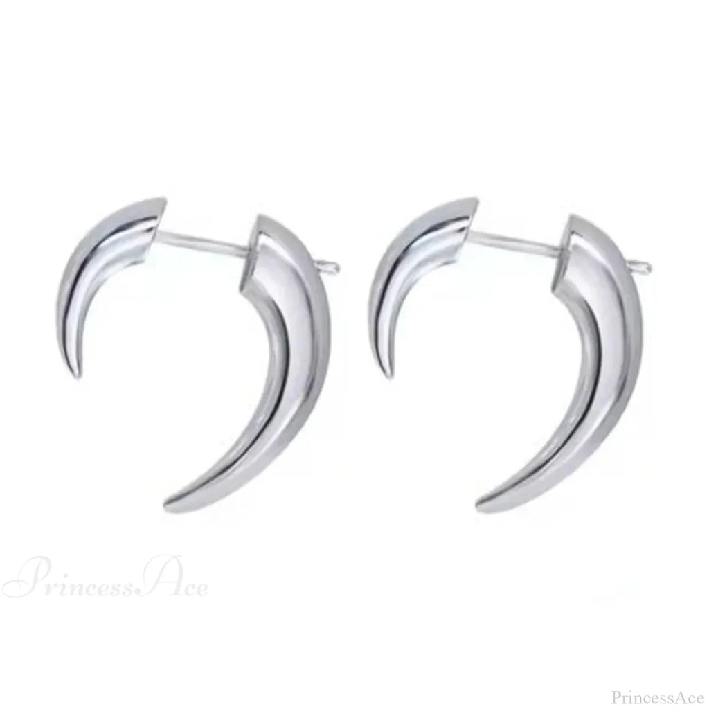 Bohemian Gilded Silvery Lunar Horn Stud Earring