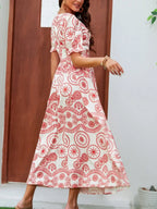 Bohemian High Waist Square Neck Floral Dress