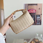 Bohemian Straw Crossbody Bucket Beach Handbag