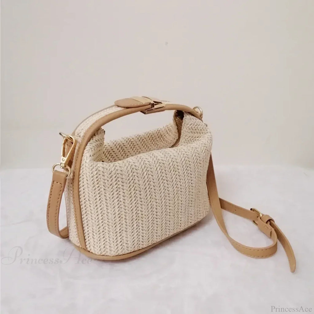 Bohemian Straw Crossbody Bucket Beach Handbag