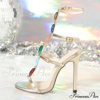 Bohemian Style Gem Strap High Heels Gladiator Sandals - Women's Summer Open Toe Shoes for Wedding Banquets
