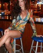Bohemian Trumpet Sleeve Mini Dress