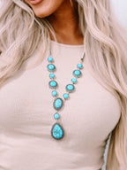 Turquoise Crackle Water Drop Necklace Bohemian Vibes