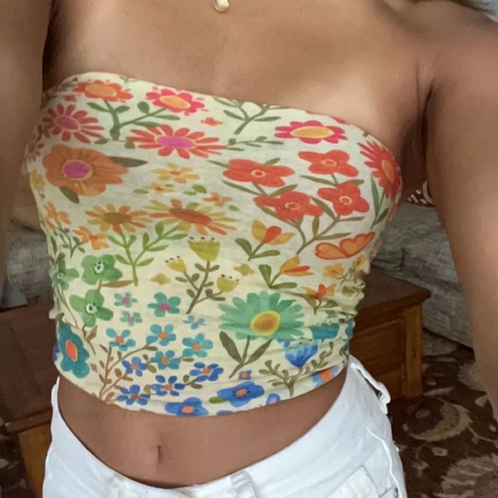 Boho Bandeau Off-Shoulder Tube Crop Top