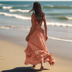 Crochet Lace Panel Tiered Ruffle Drawstring Waist Cut Out Maxi Dress