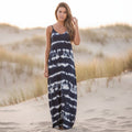 Horizontal Tie Dye Spaghetti Strap V-Neck Relaxed Maxi Dress