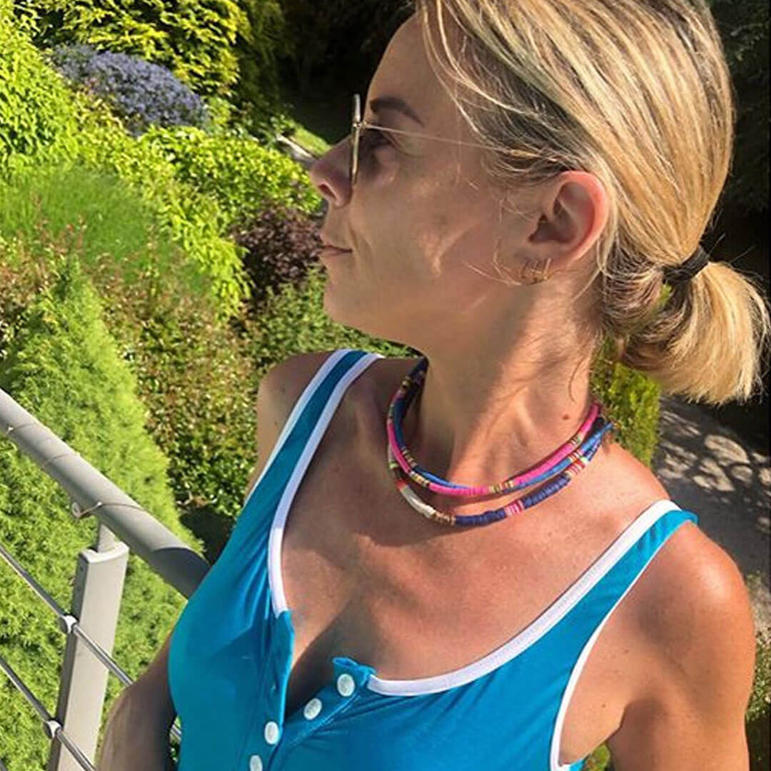 Boho Mixed Color Bead Necklace - Royal Blue