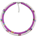 Mixed Color Bead Necklace in Boho Beach Style - Purple
