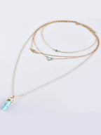 Turquoise Pendant Layered Necklace in Boho-Chic Gold