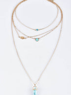 Turquoise Pendant Layered Necklace in Boho-Chic Gold