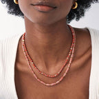 Boho Red Enamel Bead Choker Necklace with Plating