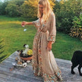 Boho Floral Print Maxi Dress
