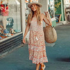 Boho Sundress Sexy Sleeveless Strap Rayon Floral Beach Dress