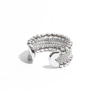 Bold Style Silver Tone Beaded Layered Cuff Ring