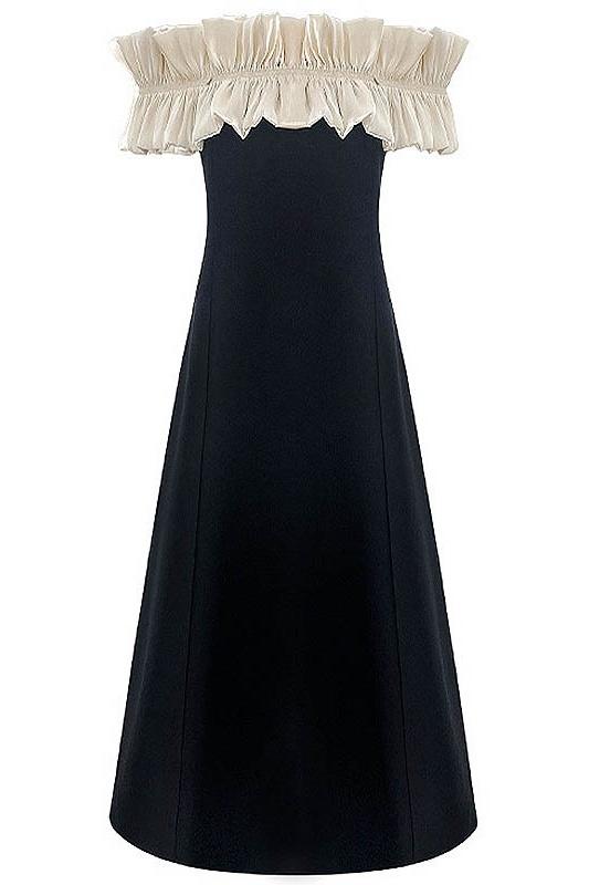 Haydée Exclusive Off the Shoulder Maxi Dress with Ruffles Statement Occasion Edit