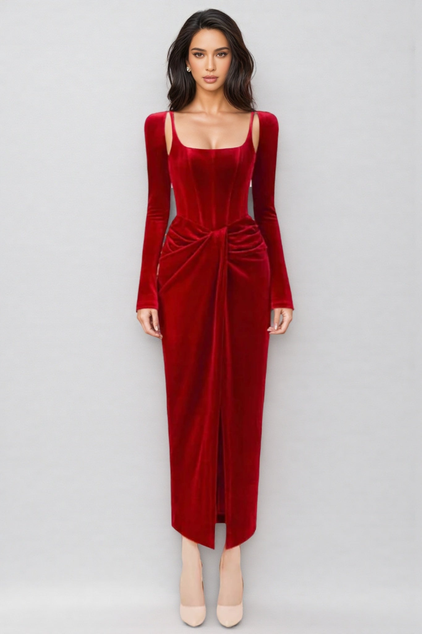Bardou Pleated and Twisted Ultra Maxi Dress