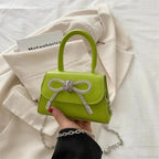Bow Design Solid Color Mini PU Crossbody