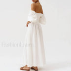 Bow-Front Smocked Midi Dress
