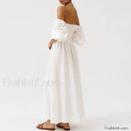 Bow-Front Smocked Midi Dress