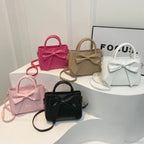 Bow PU Leather Solid Underarm Handbag