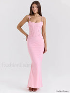 Bow Spaghetti Off Shoulder Maxi Dress