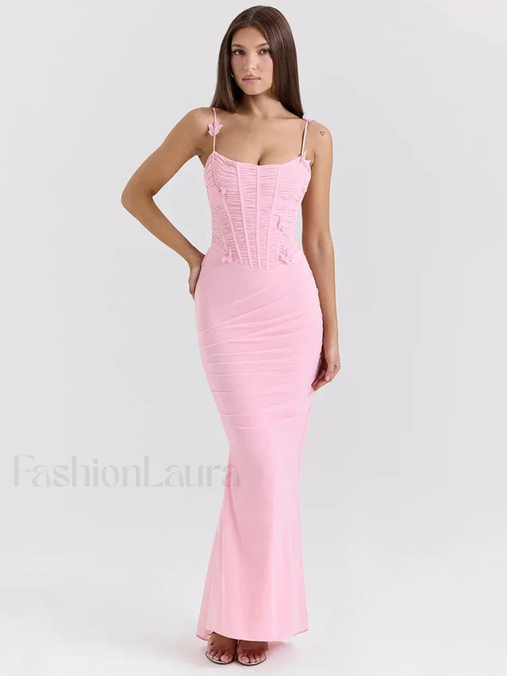 Bow Spaghetti Off Shoulder Maxi Dress