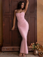 Bow Spaghetti Off Shoulder Maxi Dress