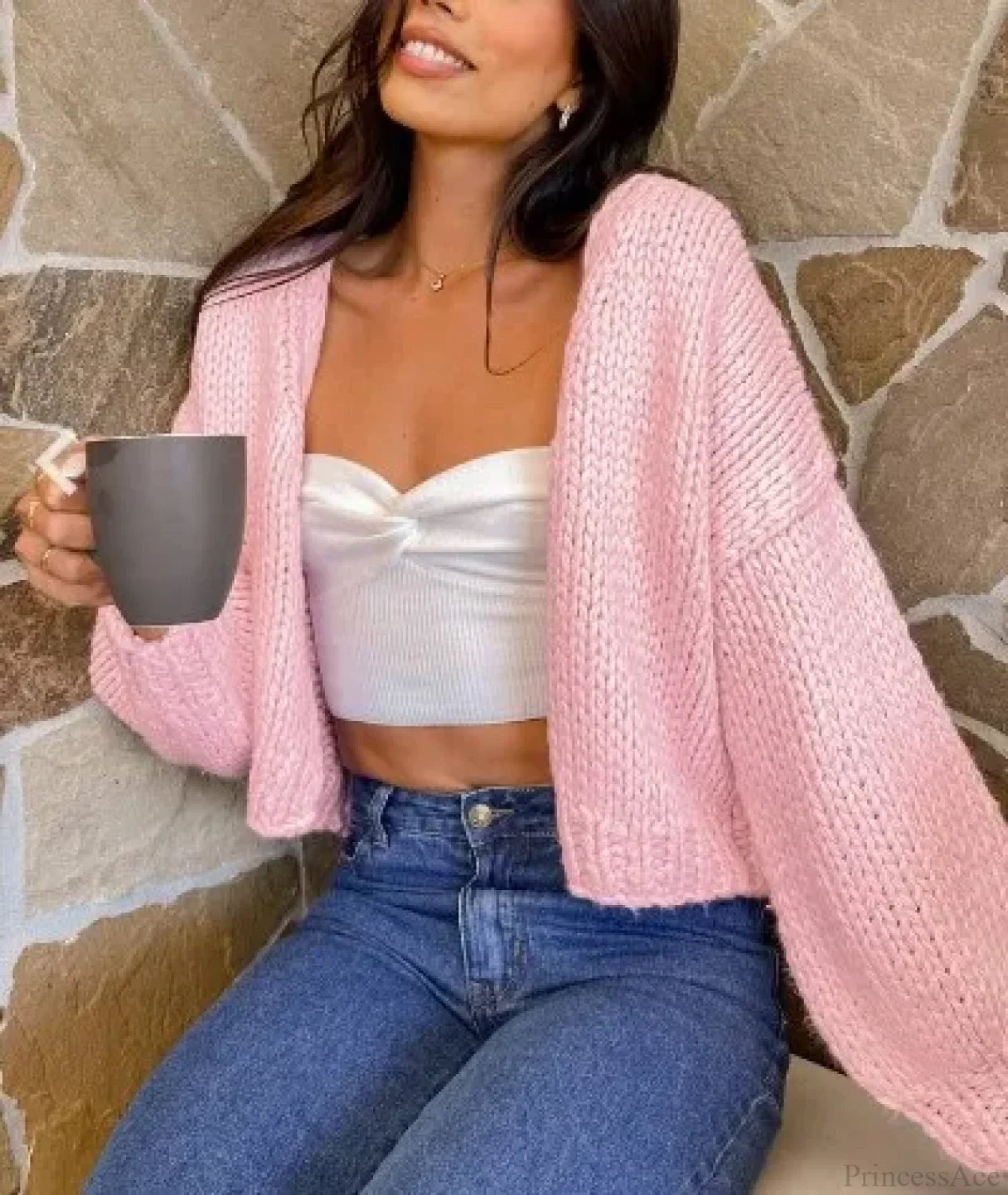 Bow Tie Front V-neck Cardigan