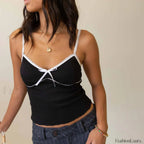 Bow V-Neck Club Crop Top