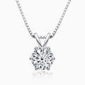 Box Chain Sterling Silver Moissanite Solitaire Pendant Necklace